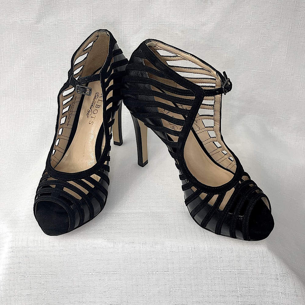 Talbots Black Electra2-M stiletto heel-open toe shoes